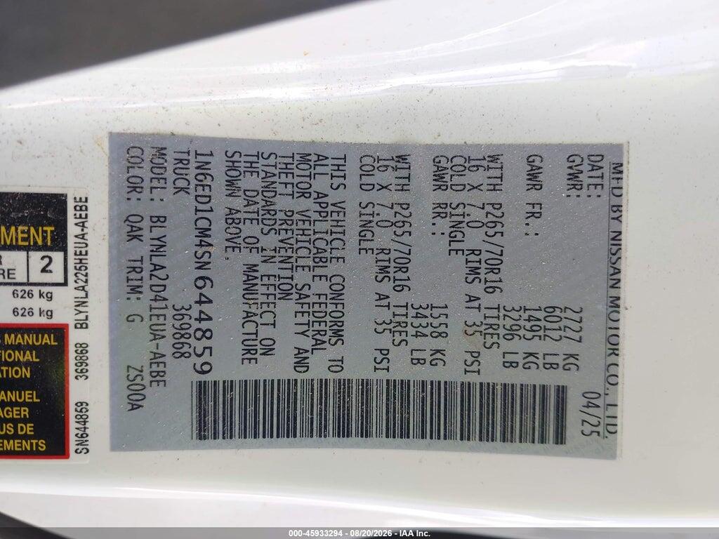 1N6ED1CM4SN644859 2025 NISSAN FRONTIER photo no. 9