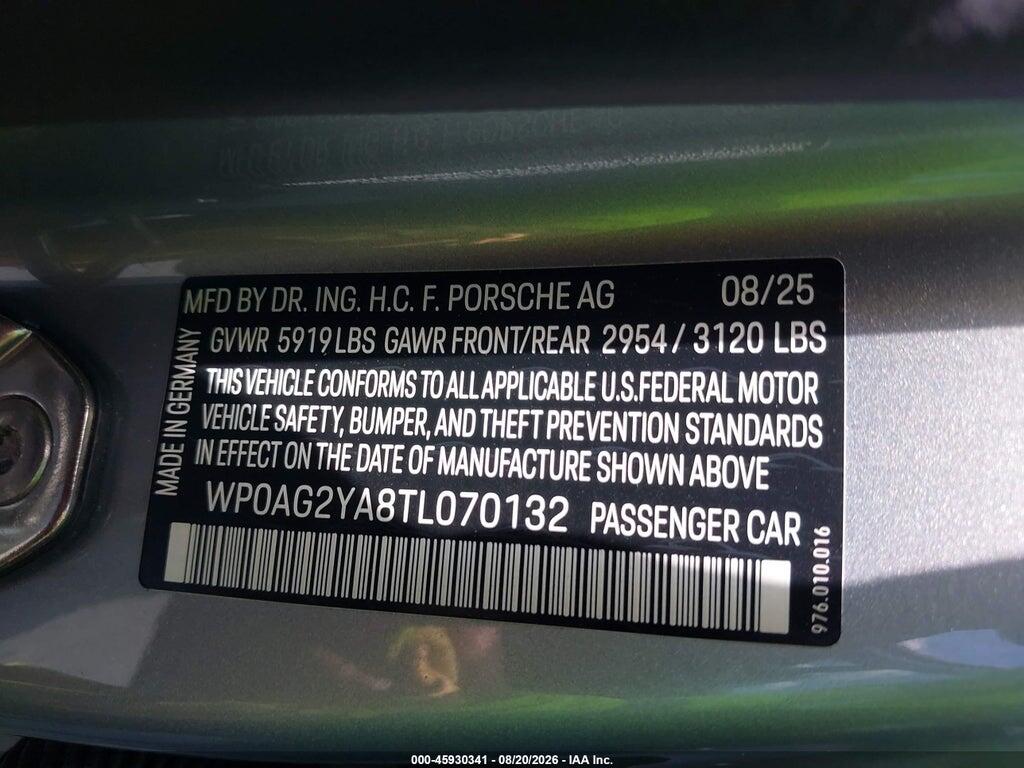 WP0AG2YA8TL070132 2026 PORSCHE PANAMERA photo no. 9