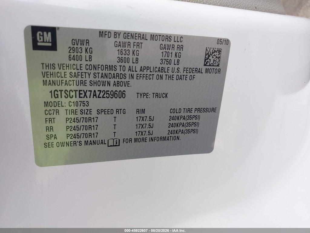 1GTSCTEX7AZ259606 2010 GMC SIERRA 1500 photo no. 9