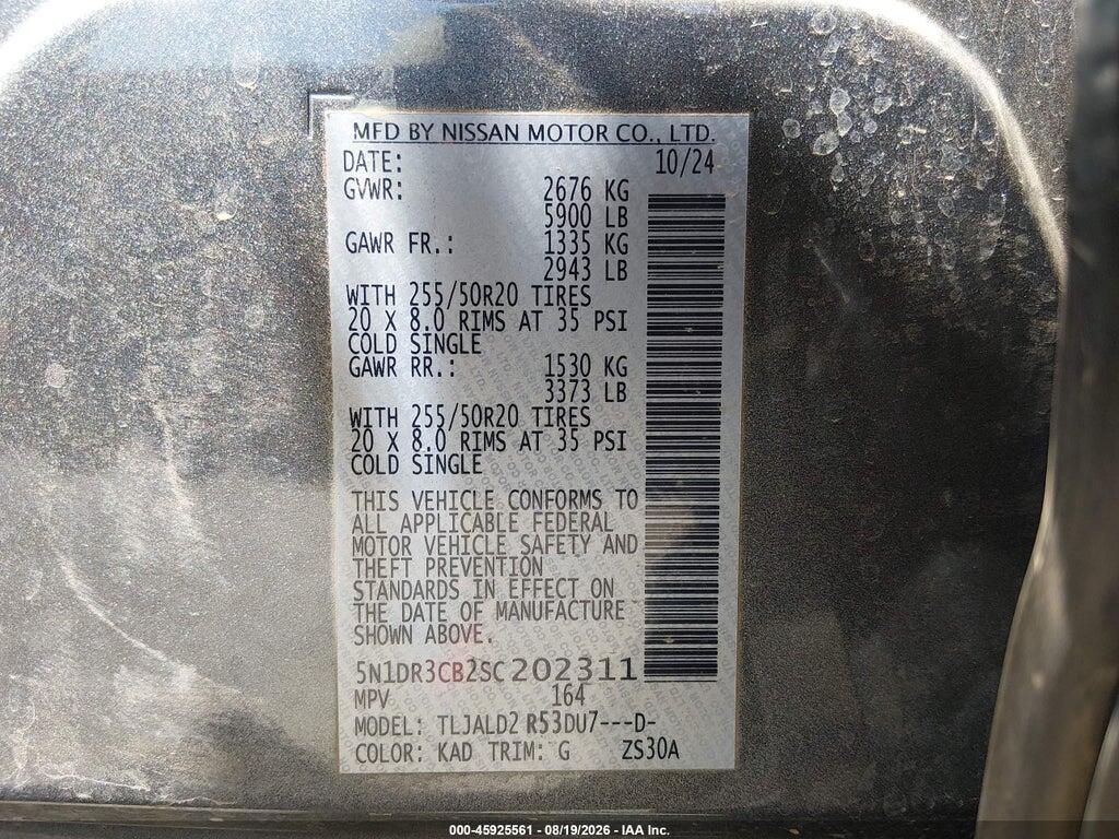 5N1DR3CB2SC202311 2025 NISSAN PATHFINDER photo no. 9