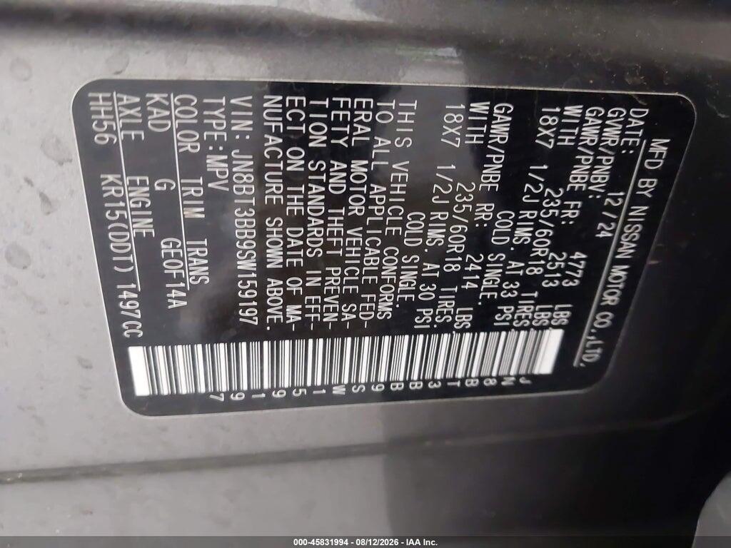 JN8BT3BB9SW159197 2025 NISSAN ROGUE photo no. 9
