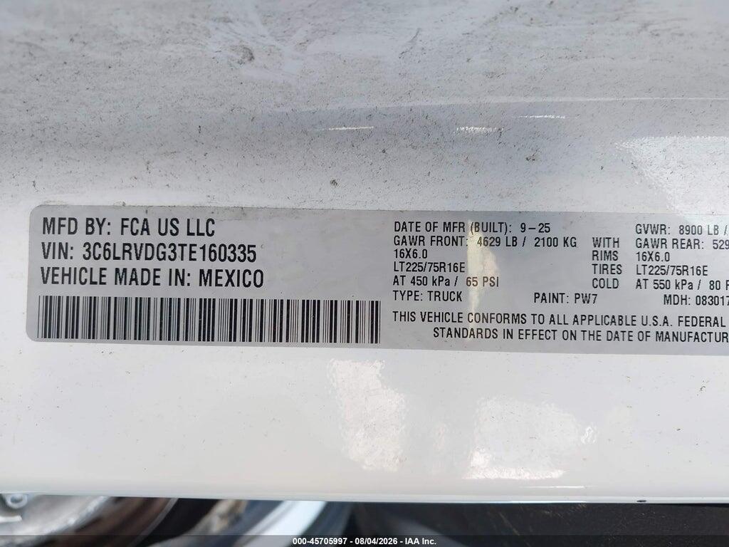 3C6LRVDG3TE160335 2026 RAM PROMASTER 2500 photo no. 9