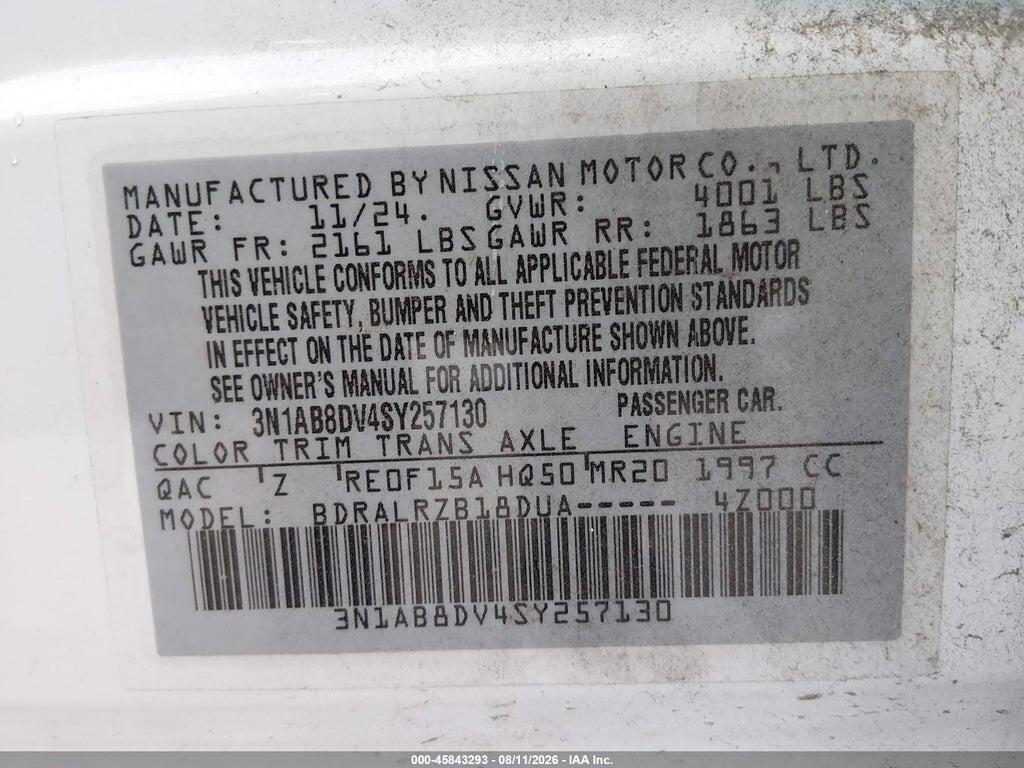 3N1AB8DV4SY257130 2025 NISSAN SENTRA photo no. 9