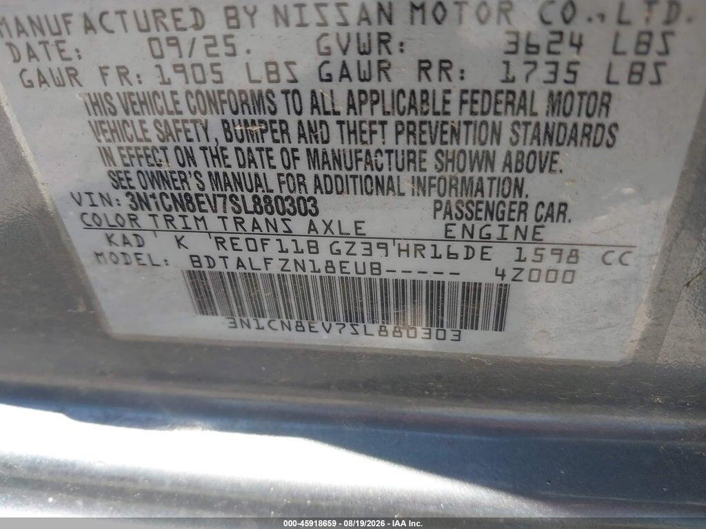 3N1CN8EV7SL880303 2025 NISSAN VERSA photo no. 9