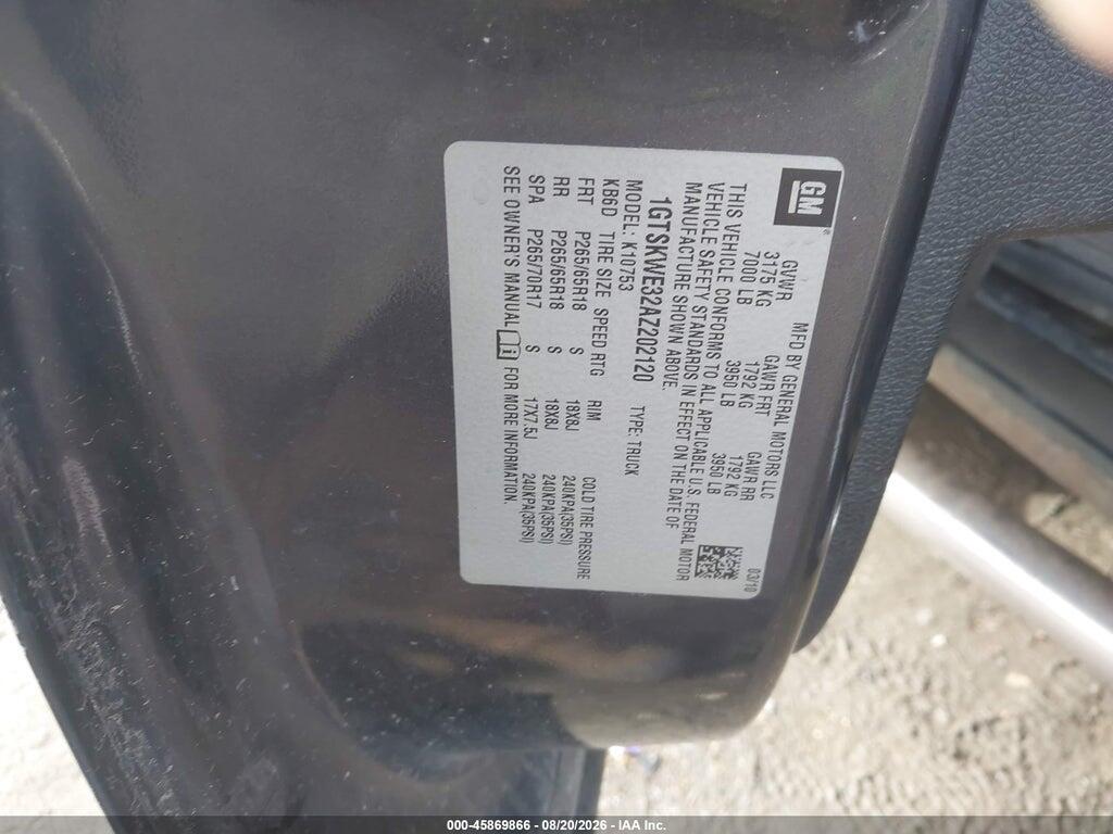 1GTSKWE32AZ202120 2010 GMC SIERRA 1500 photo no. 9