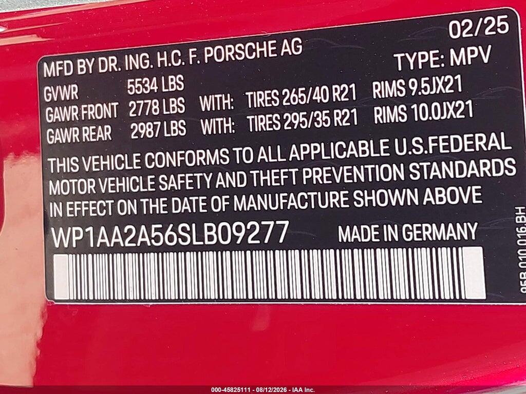 WP1AA2A56SLB09277 2025 PORSCHE MACAN photo no. 9
