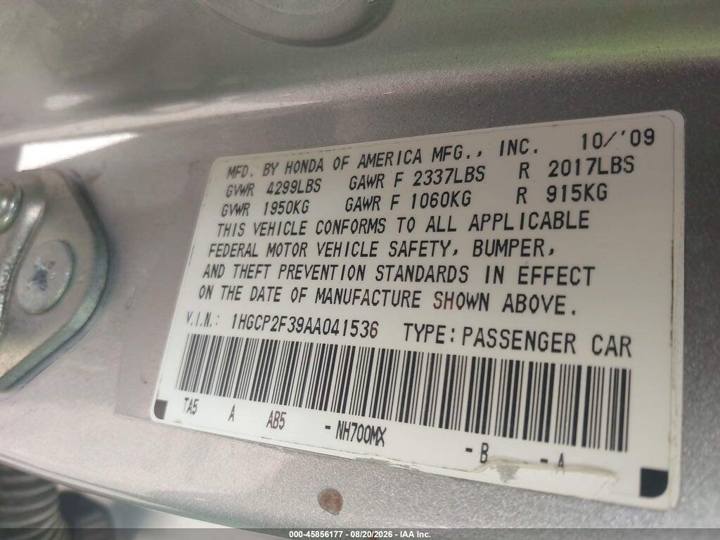 1HGCP2F39AA041536 2010 HONDA ACCORD photo no. 9
