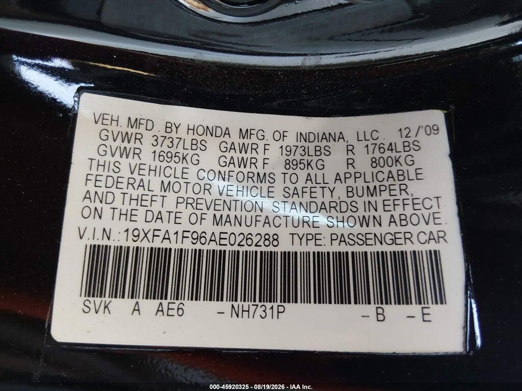 19XFA1F96AE026288 2010 HONDA CIVIC photo no. 9