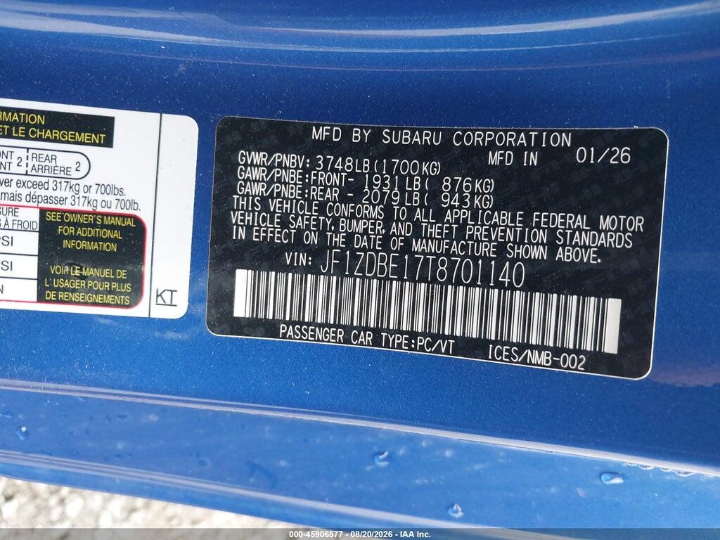 JF1ZDBE17T8701140 2026 SUBARU BRZ photo no. 9