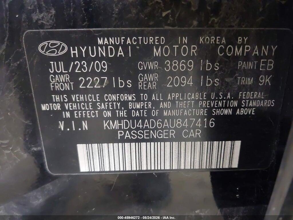 KMHDU4AD6AU847416 2010 HYUNDAI ELANTRA photo no. 9