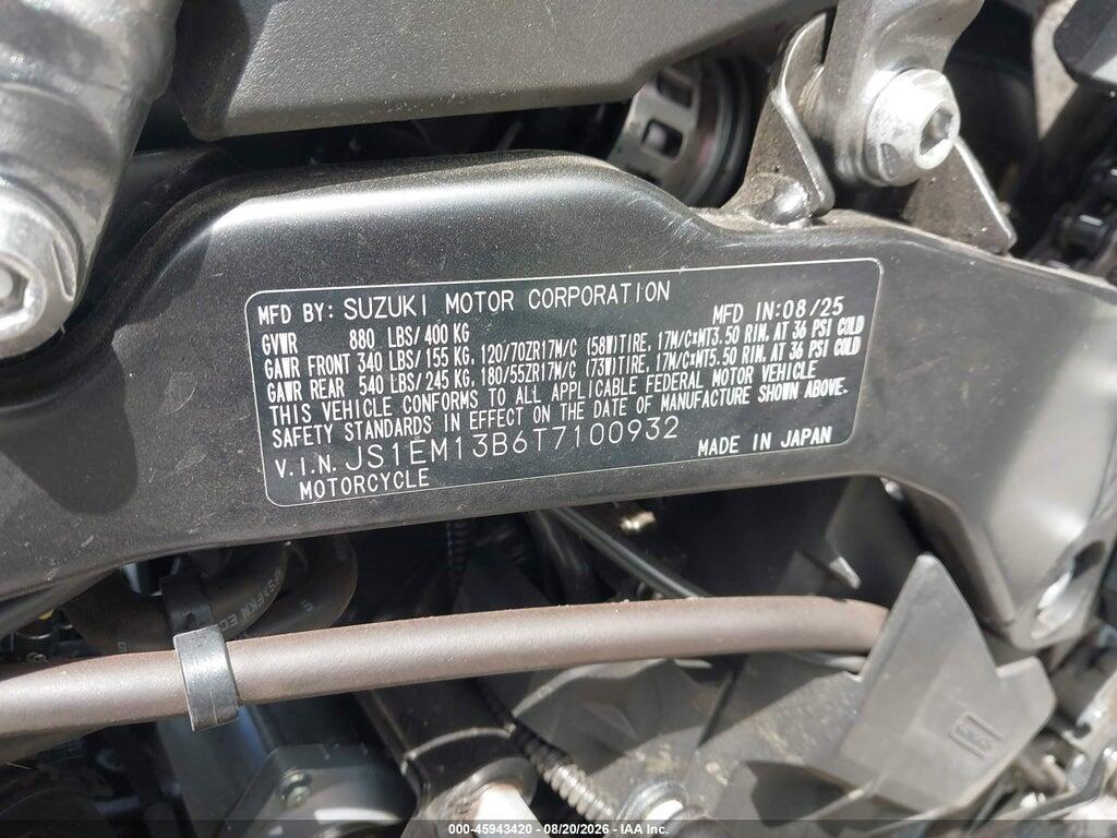 JS1EM13B6T7100932 2026 SUZUKI GSX800 photo no. 10