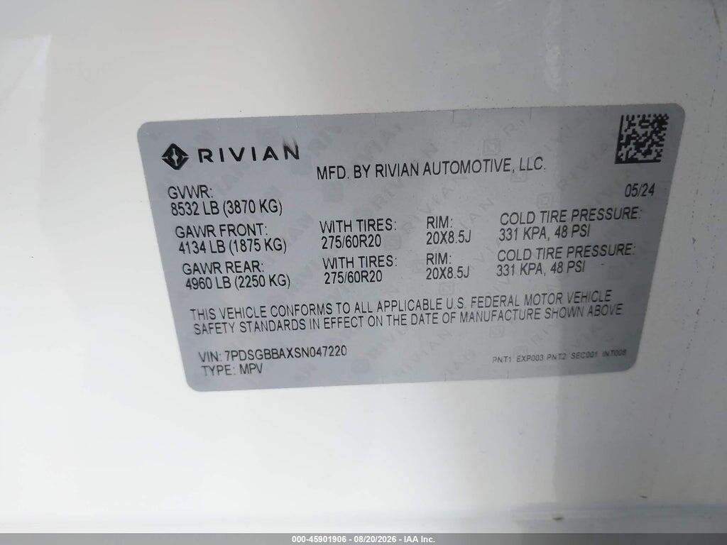 7PDSGBBAXSN047220 2025 RIVIAN R1S photo no. 9