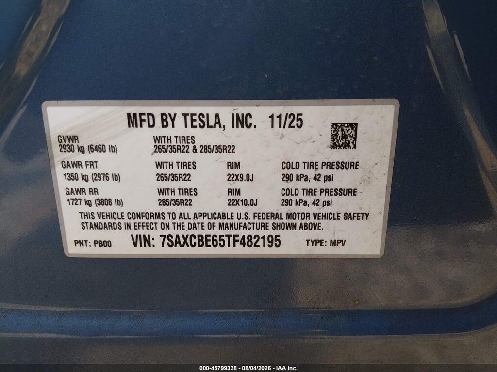 7SAXCBE65TF482195 2026 TESLA MODEL X photo no. 9
