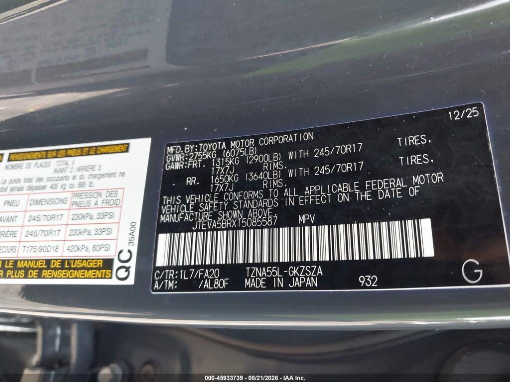 JTEVA5BRXT5085587 2026 TOYOTA 4RUNNER photo no. 9
