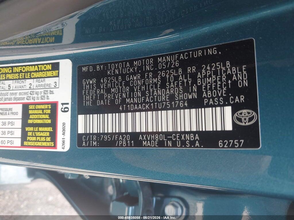 4T1DAACK1TU751764 2026 TOYOTA CAMRY photo no. 9