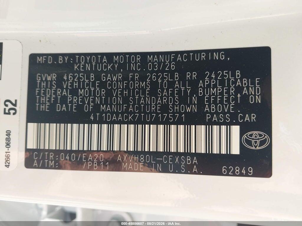 4T1DAACK7TU717571 2026 TOYOTA CAMRY photo no. 9