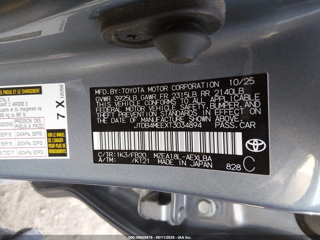 JTDB4MEEXT3034894 2026 TOYOTA COROLLA photo no. 9