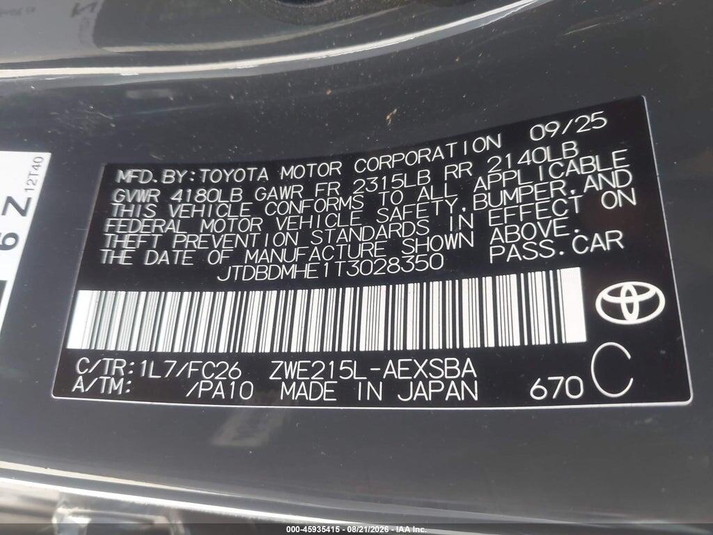 JTDBDMHE1T3028350 2026 TOYOTA COROLLA HYBRID photo no. 9