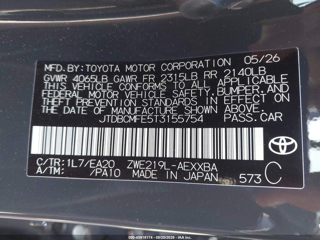 JTDBCMFE5T3155754 2026 TOYOTA COROLLA HYBRID photo no. 9