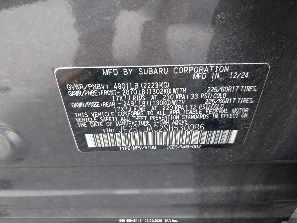 JF2SLDAC2SH530086 2025 SUBARU FORESTER photo no. 9