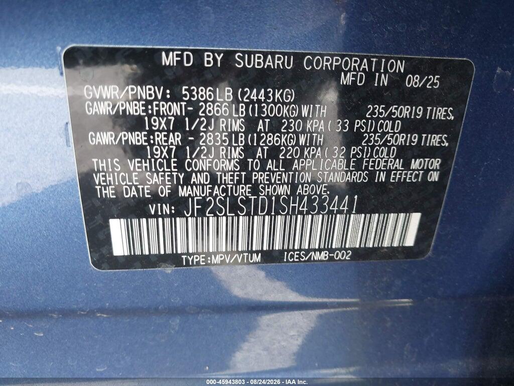 JF2SLSTD1SH433441 2025 SUBARU FORESTER photo no. 9