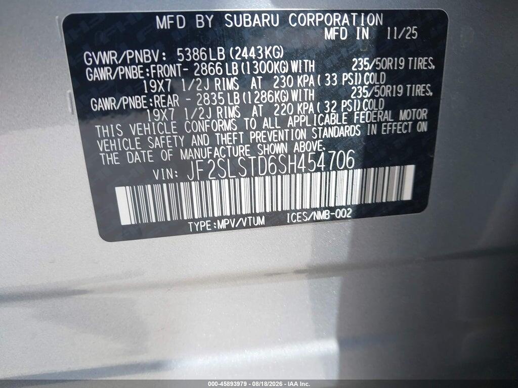 JF2SLSTD6SH454706 2025 SUBARU FORESTER photo no. 9