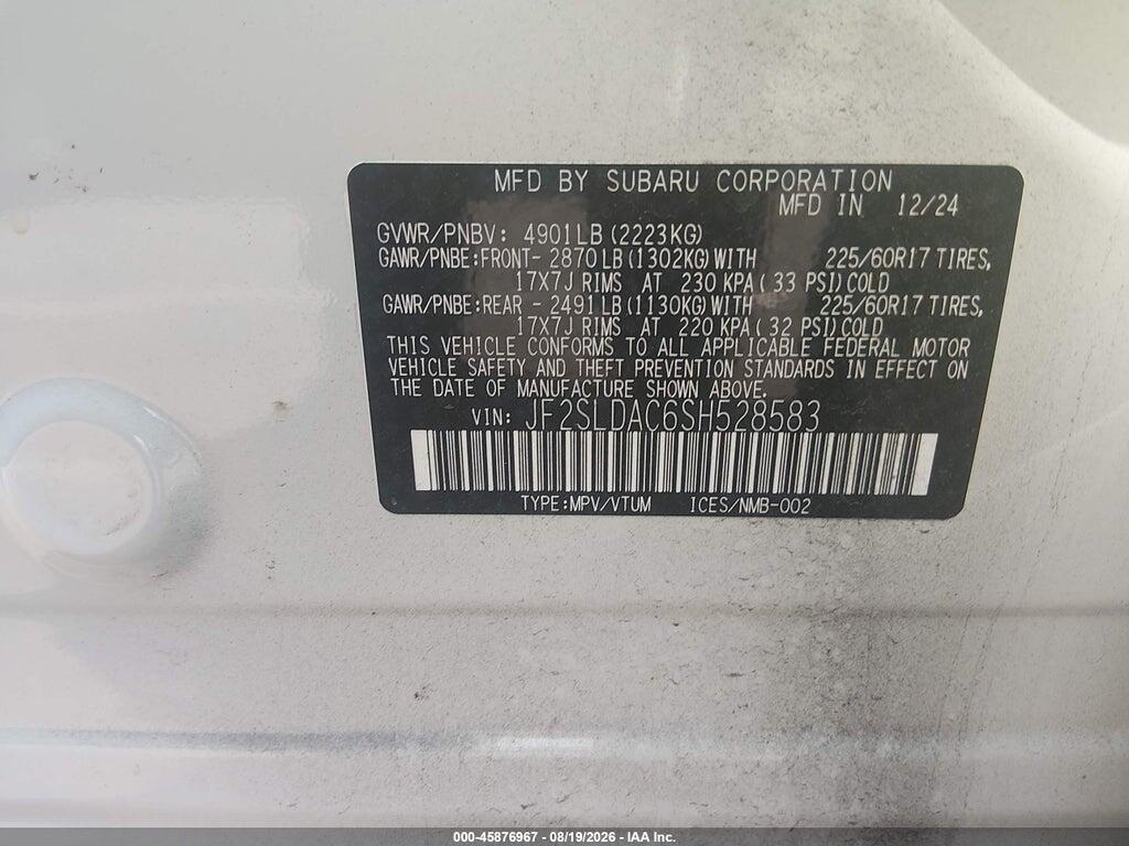JF2SLDAC6SH528583 2025 SUBARU FORESTER photo no. 9