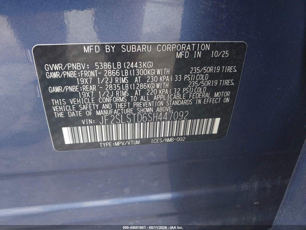 JF2SLSTD6SH447092 2025 SUBARU FORESTER photo no. 9