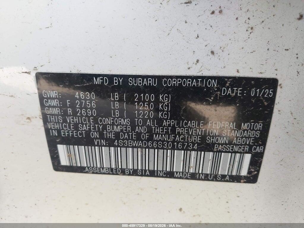4S3BWAD66S3016734 2025 SUBARU LEGACY photo no. 9