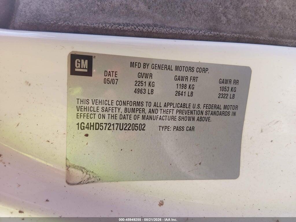 1G4HD57217U220502 2007 BUICK LUCERNE photo no. 9