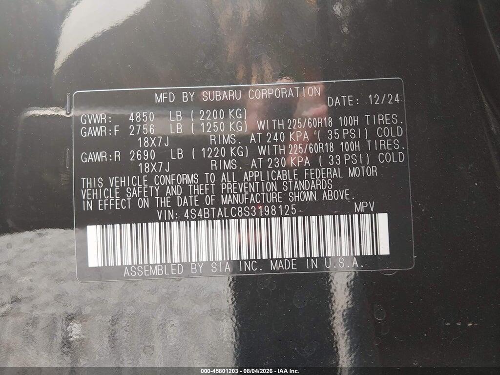 4S4BTALC8S3198125 2025 SUBARU OUTBACK photo no. 9