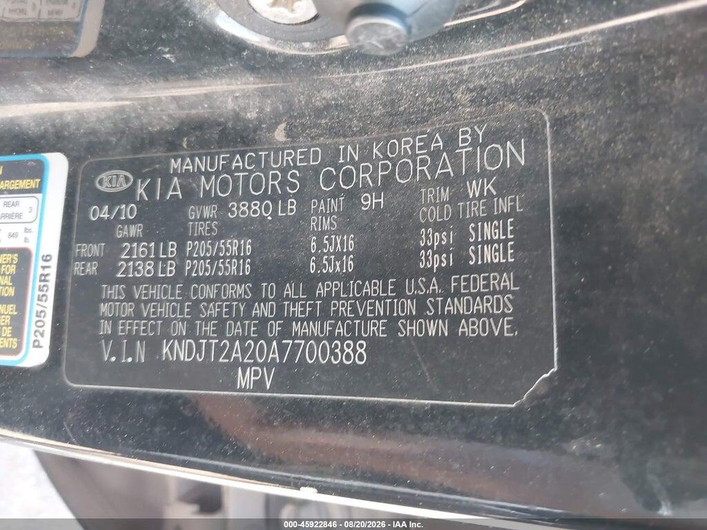 KNDJT2A20A7700388 2010 KIA SOUL photo no. 9