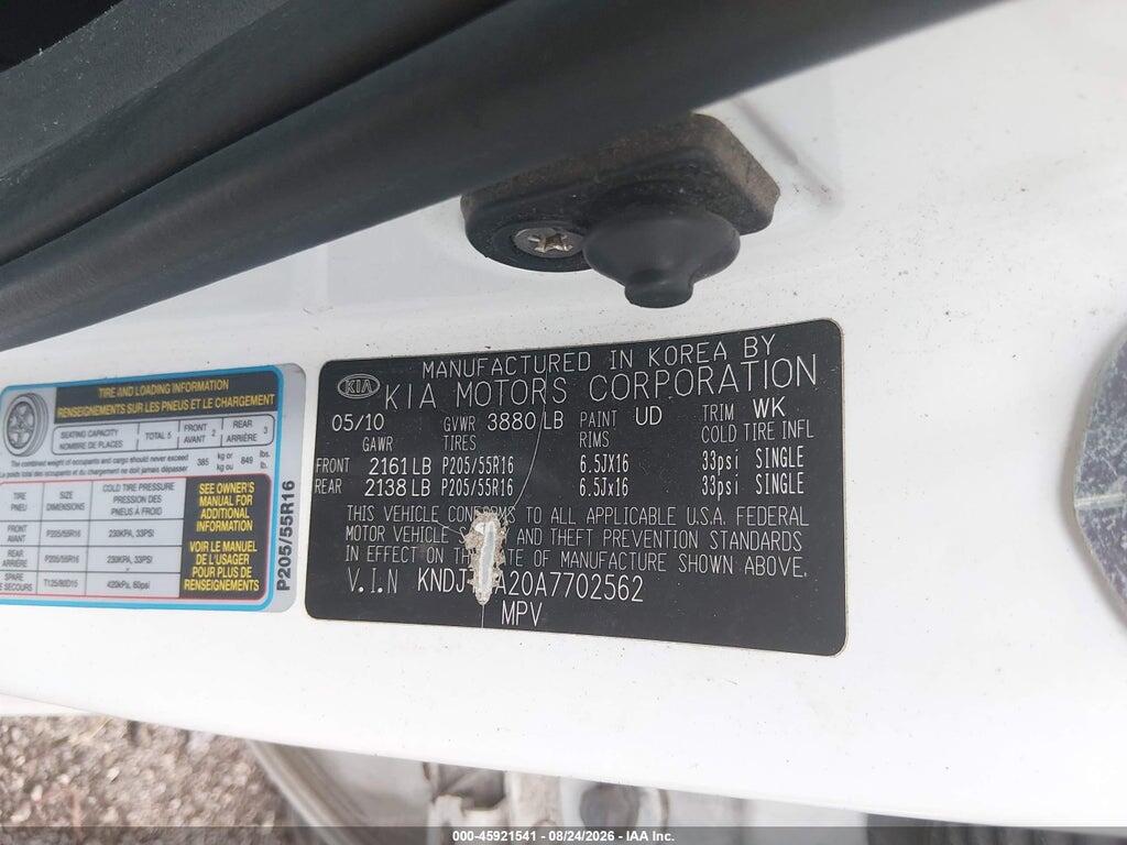 KNDJT2A20A7702562 2010 KIA SOUL photo no. 9