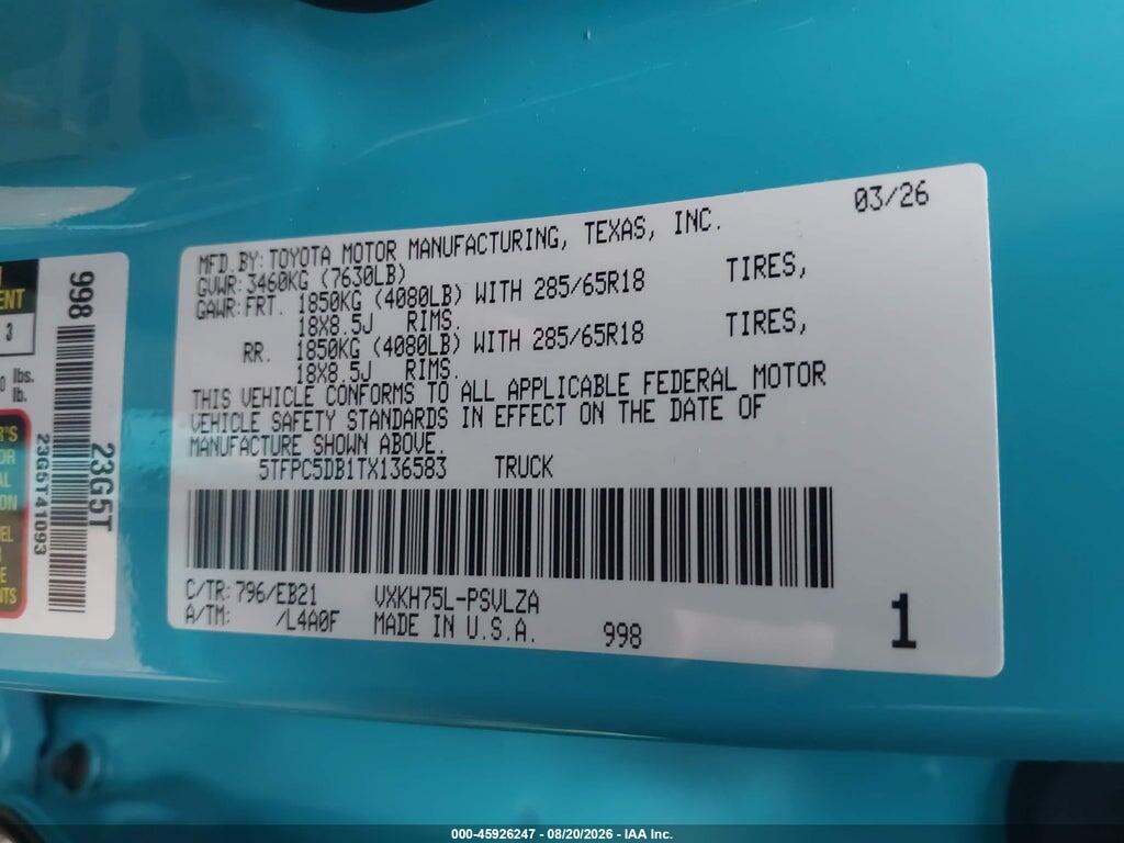5TFPC5DB1TX136583 2026 TOYOTA TUNDRA HYBRID photo no. 9