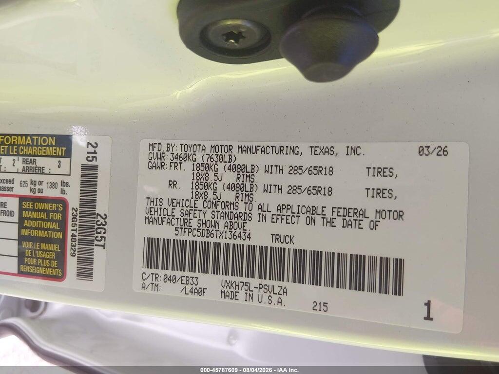 5TFPC5DB6TX136434 2026 TOYOTA TUNDRA HYBRID photo no. 9