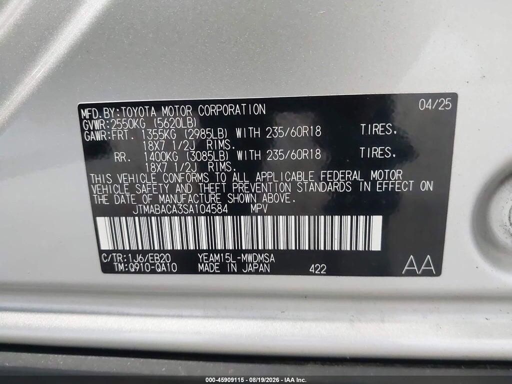 JTMABACA3SA104584 2025 TOYOTA BZ4X photo no. 9