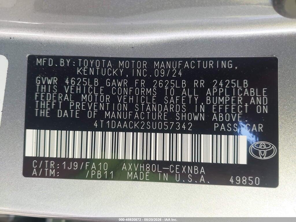4T1DAACK2SU057342 2025 TOYOTA CAMRY photo no. 9
