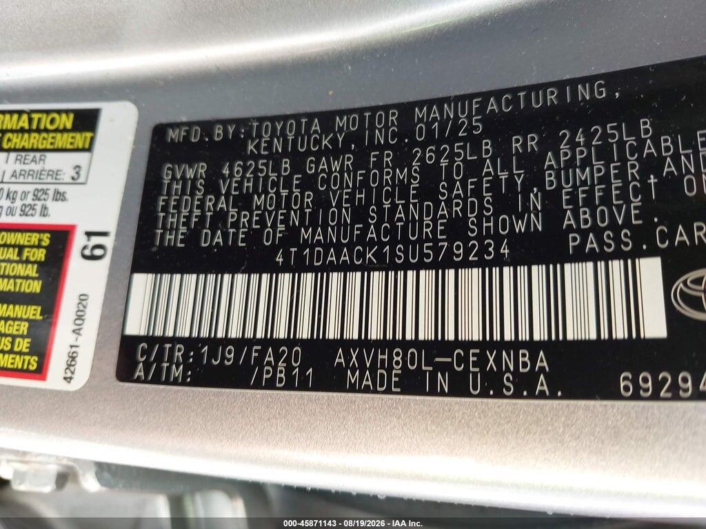 4T1DAACK1SU579234 2025 TOYOTA CAMRY photo no. 9