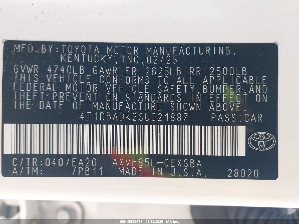 4T1DBADK2SU021887 2025 TOYOTA CAMRY photo no. 9