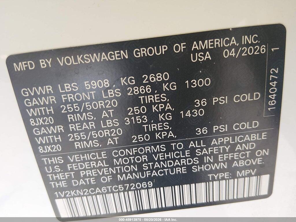 1V2KN2CA6TC572069 2026 VOLKSWAGEN ATLAS photo no. 9