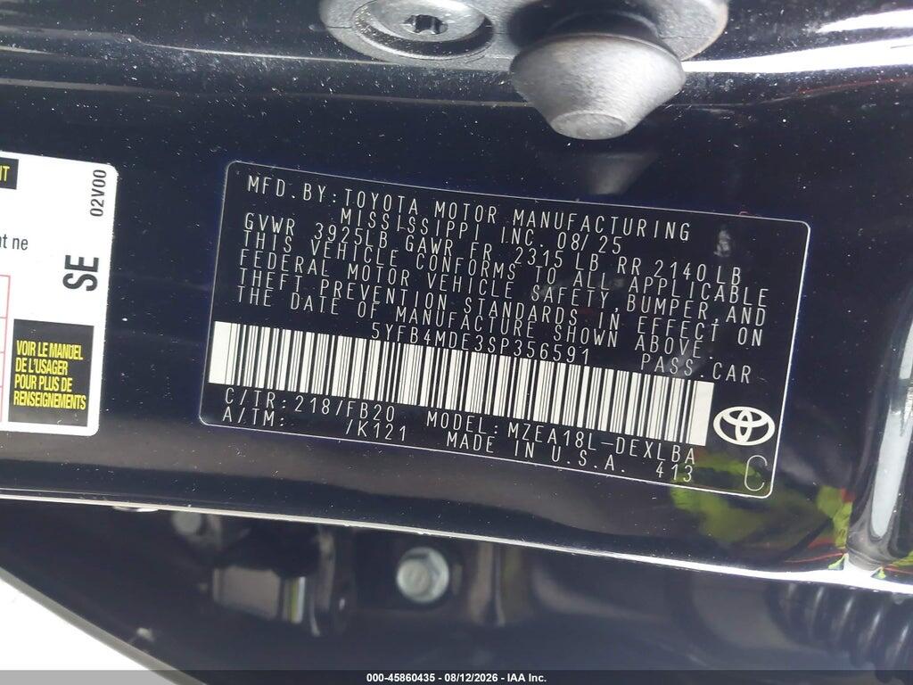5YFB4MDE3SP356591 2025 TOYOTA COROLLA photo no. 9