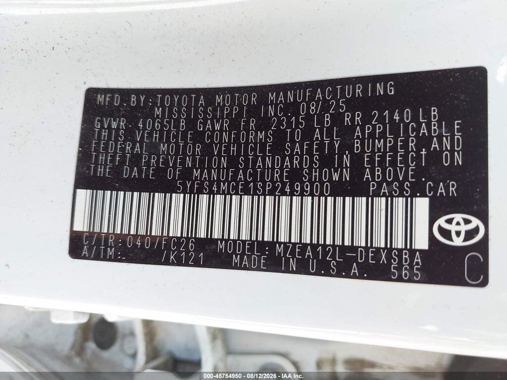 5YFS4MCE1SP249900 2025 TOYOTA COROLLA photo no. 9