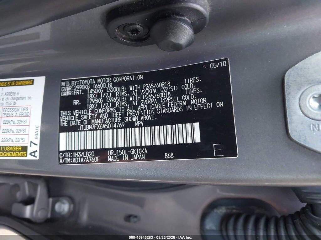 JTJBM7FX6A5014769 2010 LEXUS GX 460 photo no. 9