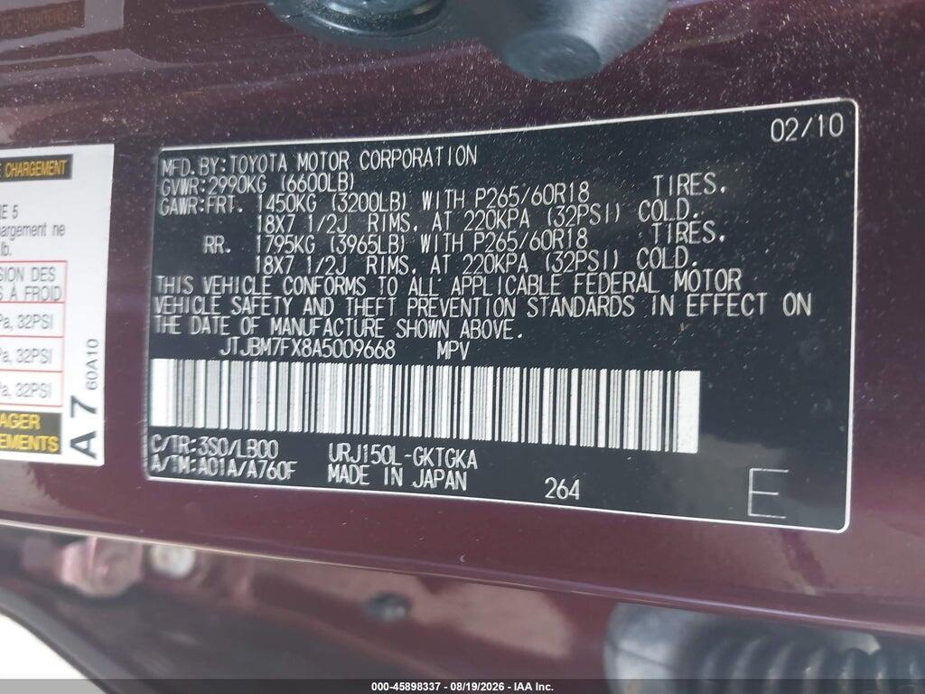 JTJBM7FX8A5009668 2010 LEXUS GX 460 photo no. 9