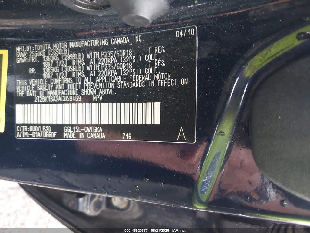 2T2BK1BA2AC059469 2010 LEXUS RX 350 photo no. 9