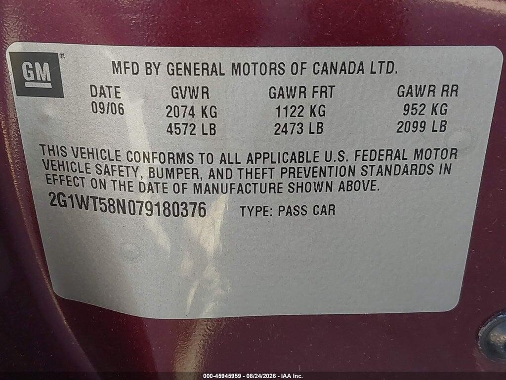 2G1WT58N079180376 2007 CHEVROLET IMPALA photo no. 9