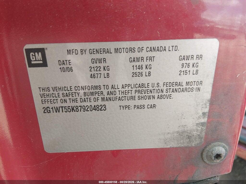 2G1WT55K879204823 2007 CHEVROLET IMPALA photo no. 9