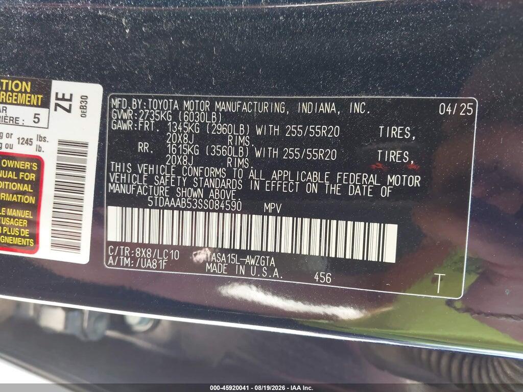 5TDAAAB53SS084590 2025 TOYOTA GRAND HIGHLANDER photo no. 9
