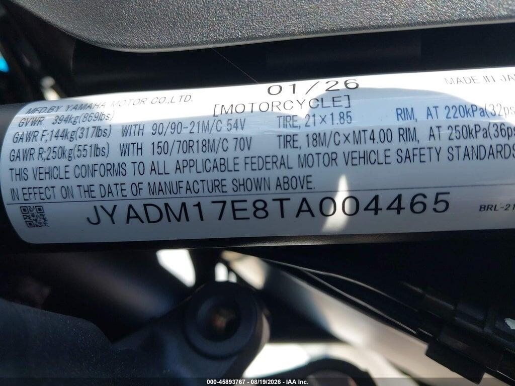JYADM17E8TA004465 2026 YAMAHA XTZ690 photo no. 10