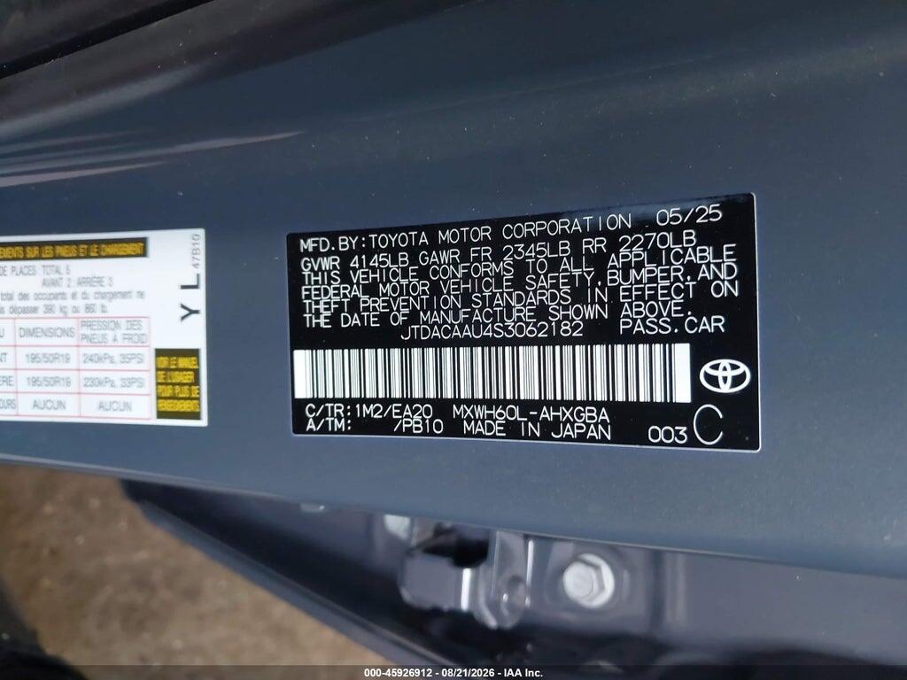 JTDACAAU4S3062182 2025 TOYOTA PRIUS photo no. 9